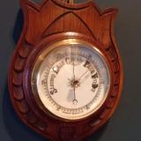 Antique Victorian Solid Oak Aneroid Barometer