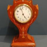 Antique Edwardian Art Nouveau Fruitwood Inlaid Mantel Clock