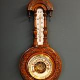 Antique Victorian Walnut Pendant Banjo Barometer