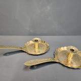 Antique Pair of Brass Arts and Crafts Chamber Sticks
