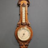 Antique Victorian Carved Oak Banjo Barometer by T Armstrong of Manchester
