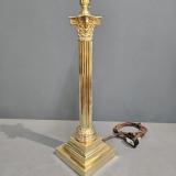 Antique Edwardian Cast Brass Corinthian Column Table Lamp