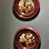 Antique Matching Pair of Mahogany Convex Mirrors