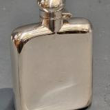 Antique George V Curved Silver Hip Flask by G & J W Hawksley of Sheffield