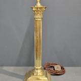 Antique Edwardian Corinthian Column Brass Table Lamp
