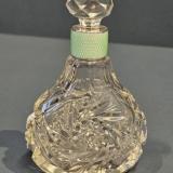 Antique Silver and Engine Turned Enamel Collar Scent Bottle