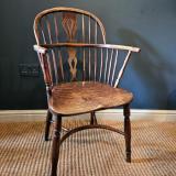 Antique George III Low Back Ash and Elm Windsor Chair