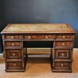 Antique Oak Pedestal Desk