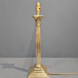 Antique Edwardian Brass Corinthian Column Table Lamp