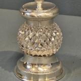 Antique Cut Crystal and Silver Pepper Grinder by William Hutton & Sons of London