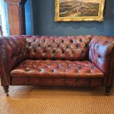 Antique Victorian Leather Chesterfield Sofa