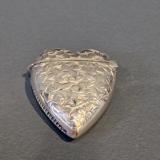 Antique Engraved Silver Heart Shaped Vesta Case