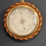 Antique Victorian Carved Oak Ships Barometer