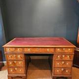 Antique Figured Walnut Pedestal Desk