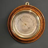 Antique Victorian Silvered Dial Barometer with Crescent Thermometer by Newton and Co of London