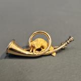 Gold Fox & Hunting Horn Brooch at Sturmans Antiques