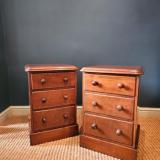 Antique Pair of Victorian Mahogany Three Drawer Bedside Chests