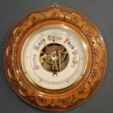 Antique Victorian Walnut Cased Aneroid Barometer