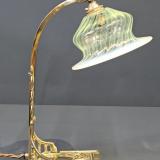 Antique Art Nouveau Lamp and Vaseline Glass Shade