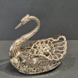 Antique Edwardian Silver and Crystal Swan Bon Bon Dish
