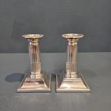 Antique Victorian Silver Reeded Column Candlesticks by Harrison Brothers & Howson of Sheffield