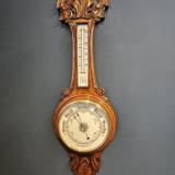 Antique Victorian Carved Oak Banjo Barometer