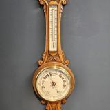 Antique Victorian Carved Oak Banjo Barometer
