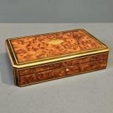 Antique Victorian Amboyna and Brass Inlaid Card Box
