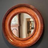 Antique Victorian Golden Oak Framed Circular Mirror at Sturmans Antiques Mirror for sale
