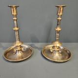 Antique Victorian Steel and Bronze Candlesticks