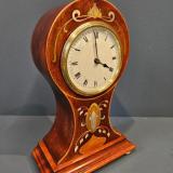 Antique Victorian Inlaid Mahogany Balloon Clock at Sturmans Antiques clocks for sale