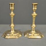 Antique Pair of George III Seemed Brass Candlesticks at Sturmans Antiques candlesticks for sale