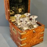 Antique Victorian Burr Walnut Tantalus Box by Charles Rawlings & William Summers of London at Sturmans Antiques Tantaluses for sale