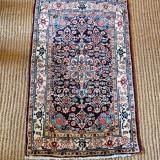 Persian Rug with Navy Blue Background at Sturmans Antiques Rug for sale 