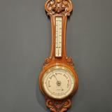 Antique Victorian Carved Walnut Banjo Barometer by Blackham of Wolverhampton & Dudley at Sturmans Antiques barometer for sale