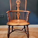 Antique Yew Wood High Back Windsor Chair at Sturmans Antiques furniture for sale