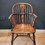 Antique George III Yew Wood Windsor Chair at Sturmans Antiques furniture for sale 