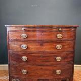 George III Mahogany Bow Front Chest with Brushing Slide at Sturmans Antiques Furniture for sale