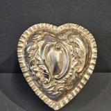 Antique Victorian Heart shaped silver lidded box at Sturmans Antiques silver for sale 