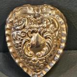Antique Small Heart Shaped Silver Ring Box at Sturmans Antiques silver for sale 