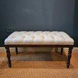 Antique William IV Mahogany Linen Covered Stool at Sturmans Antiques furniture for sale