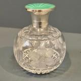 Antique Silver and Enamel Topped Crystal Scent Bottle by Adie Bros of Birmingham at Sturmans Antiques scent bottle for sale