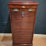 Antique Edwardian Mahogany Tambour Front File Cabinet at Sturmans Antiques furniture for sale