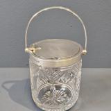 Antique Silver Topped Jam Pot with Handle Closing Lid by Hukin & Heath of Birmingham at Sturmans Antiques silver for sale