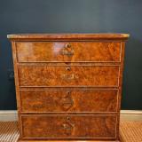 Antique Edwards and Roberts Burr Walnut Campaign Style Chest at Sturmans Antiques furniture for sale