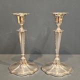Antique Pair of Silver Candlesticks by Walker & Hall of Sheffield at Sturmans Antiques silver for sale