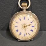 Antique Victorian Silver Fob Watch with Enamel Dial at Sturmans Antiques Silver for sale