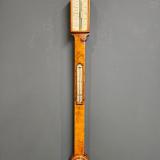 Antique Mid Victorian Burr Walnut Stick Barometer J & W Wood of Manchester at Sturmans Antiques barometer for sale