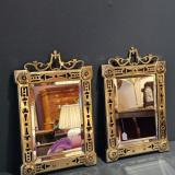 Antique Pair of Small Victorian Brass Framed Mirrors at Sturmans Antiques mirrors for sale