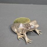 Antique Silver Frog Pin Cushion at Sturmans Antiques silver for sale